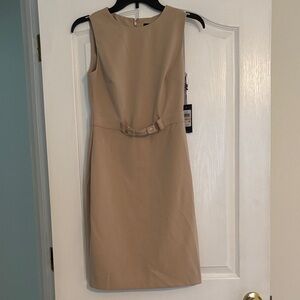 Tommy Hilfiger Tan Belted Midi Dress